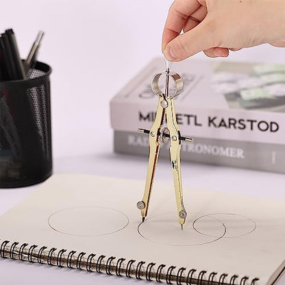 Mr. Pen- Professional Compass for Geometry, Extra Lead | Metal Compass Drawing Tool for Students, Drafting and Engineering, Technical Drawings, Circles and Geometry Projects - color: Gold