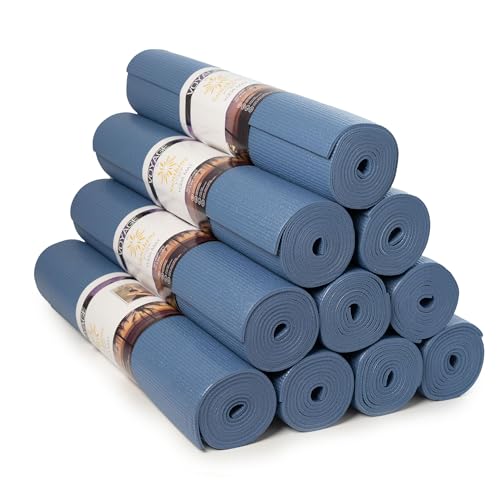 Voyage 5mm Studio Yoga Mats, 10 Pack, 72x24in | Extra Long, Anti-Tear Exercise Mats for Workout, Stretching, Fitness - Non Slip Gym Mats for Home, Schools and Studios - color: Slate
