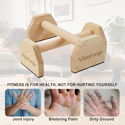 ProGrip Wooden Parallettes - Non-Slip Handstand Bars for Calisthenics