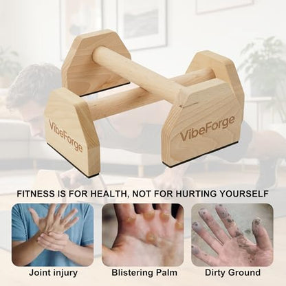 ProGrip Wooden Parallettes - Non-Slip Handstand Bars for Calisthenics