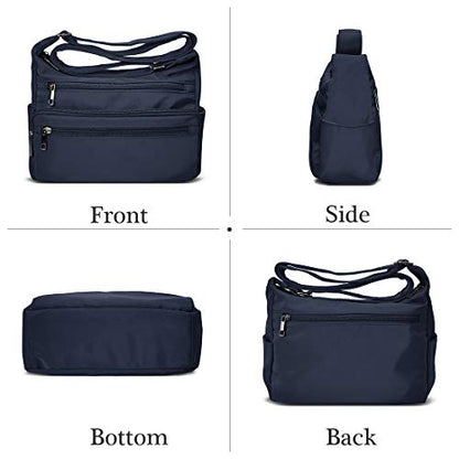 VOLGANIK ROCK RFID Purses for Women Fabric Nylon Multi Pocket Crossbody Bag Ladies Travel Handbag - color: Blue, size: Standard
