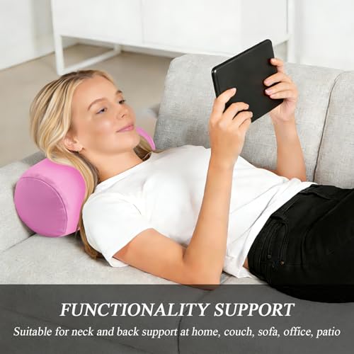 Microbead Bolster Tube Pillows with Double Cover，Squish Bean Bed Microbead Pillow Soft Neck Back Lumbar Support Smooth Cool Touch Comfortable Fabric (Purple) - color: Purple