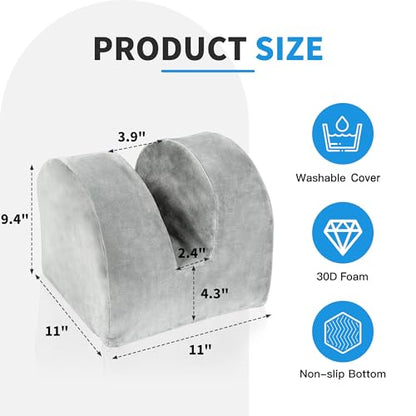 Knee Replacement Pillow for Recovery - Leg Elevation Pillow with Firm Foam for Post-Surgery Sleeping, Hip & Ankle Pain Relief & Swelling Reduction, Includes Washable Velvet Cover (Grey) - size: Single-Layer