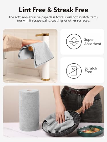Fantasticlean Microfiber Cleaning Cloth Rolls- 150 Sheets (2 Rolls of Grey) - color: Grey, size: 150 pack