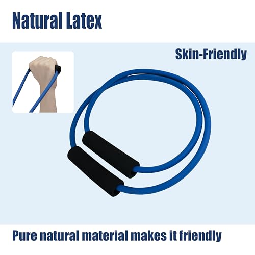 [Set of 2] Figure 8 Fitness Resistance Bands with Soft Handles, Skin-Friendly Natural Latex Elastic Loop,10-15 Pound Tension, Long and Short Stretch, Exercise and Workout for Men and Women