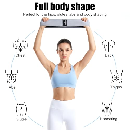 12 Pcs Fabric Resistance Bands for Working Out, for Working Out Booty Workout Stretch Exercise Bands Non Slip for Legs Squat Resistance Loop for Home Gym Workout, Yoga, Pilates
