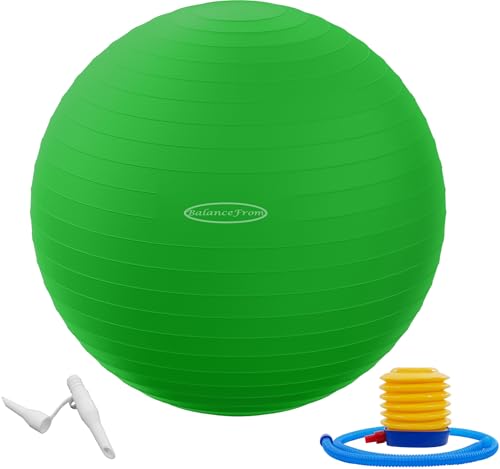 Fitvids Anti-Burst and Slip Resistant Exercise Ball Yoga Ball Fitness Ball Birthing Ball with Quick Pump - color: Green, size: L(23-26in/58-65cm)