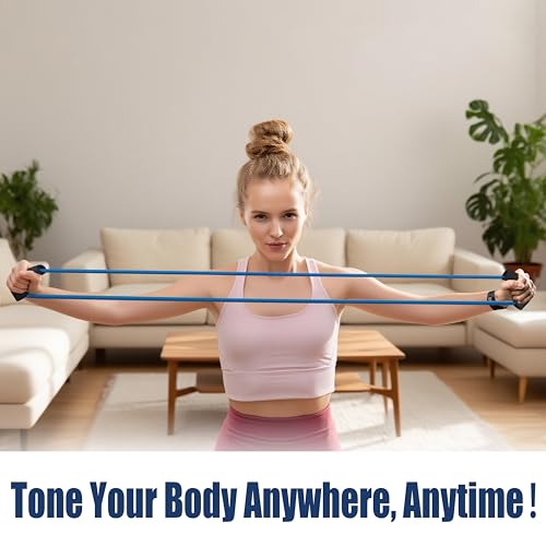 [Set of 2] Figure 8 Fitness Resistance Bands with Soft Handles, Skin-Friendly Natural Latex Elastic Loop,10-15 Pound Tension, Long and Short Stretch, Exercise and Workout for Men and Women