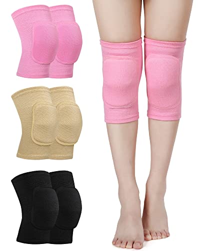 Eurzom 3 Pairs Dance Knee Pads Women Non-Slip - color: Black, Skin, Pink