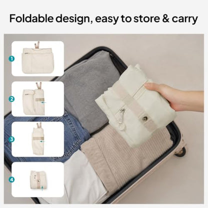 TOPEAST Foldable Tote Bag for Women with Yoga Mat Holder,Travel Tote Bag with Water Bottle Pocket,Lightweight Workout Gym Bag - color: Beige