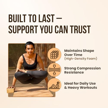 MHW - LIVE WELL Cork Yoga Block – Natural Anti-Slip Yoga Block for Stability & Deepening Poses - 9x6x3 Inches, Single (Cork, Pack of 2)