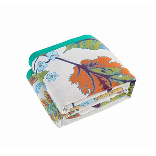 XIBLC Summer Throw Blanket, 50"x60" Reversible Bohemian Flower Blanket, 100% Cotton Muslin Breathable Woven, Farmhouse Decorative Throw Blanket - color: Colorful Vine, size: 50x60 Inch