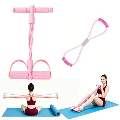 6 Tube Pedal Resistance Bands with Handle Set - color: Pink