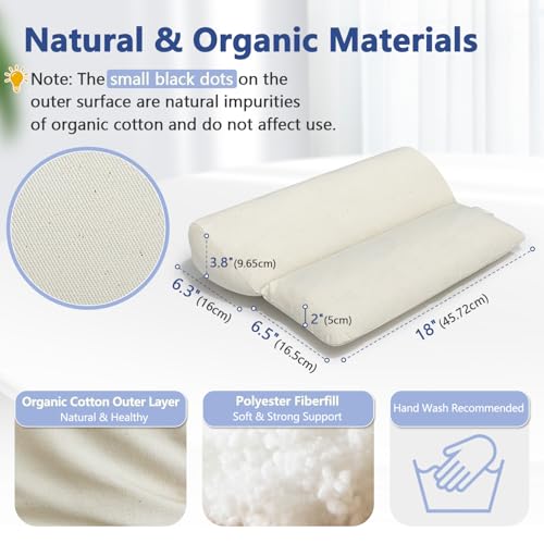 Meditation Cushion for Sitting on Floor, Organic Yoga Bolster Pillows White Meditation Seat Pad, 2-IN-1 Design Ergonomic Sleep Yoga Mat Foldable, Floor Cushion for Adults Back Support Washable