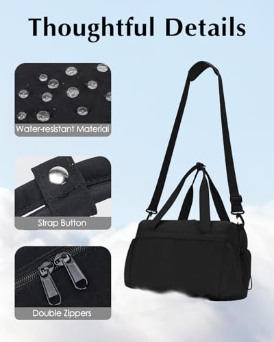 Small Gym Bag, Mini Gym Bag with Yoga Mat Holder & Wet Compartment, Black - color: Puffer Black