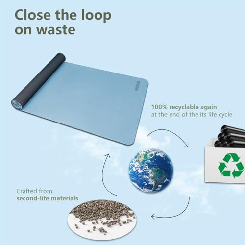 Yoga Mat, 80cm Wide, 1/3 Inch Thick Exercise Mat, Carry Strap, Fitness - color: Blue-gray&navy blue