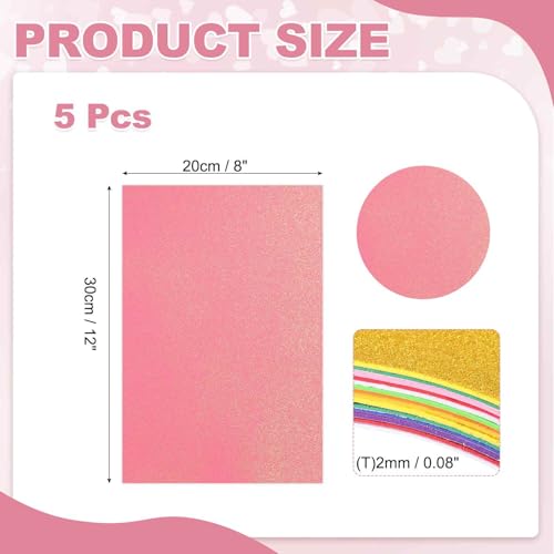 MECCANIXITY 5 Sheets Pure Red Shiny Foam Sheets with Adhesive Backing, 8x12Inch Self-Adhesive Shiny EVA Foam Sheets Sticky EVA Paper Stickers for Art Crafts Projects, DIY Party Decoration - color: Pure Red