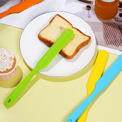 5 Pcs Silicone Jar Spatulas,Jar Scraper with Long Handle | Non-stick Heat Resistant Jam Spreader Cake Cream Butter Spatulas for Butter Cake Cream Icing Cooking Kitchen Baking(5 Colors)