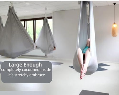 F.Life Aerial Silk Yoga Hammock & Swing for yoga Inversion,Strength training,스타터 하드웨어 키트 - color: 실버.