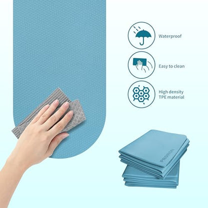 PROIRON Foldable Yoga Mat 0.24"/0.16" for Home Workout & Travel, Non Slip Travel Yoga Mats with Carry Bag, Packable Yoga Mat for Home Gym, Pilates, Fitness,Stretching - color: (0.24" TPE) Turquoise