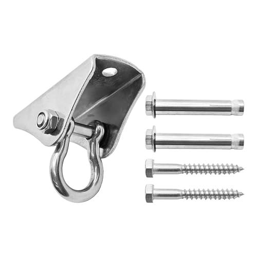 One Stainless Steel Heavy Duty Swing Hanger, 990 LB Capacity Ceiling Mount, 180° Rotation Silent Bearing Hook, for Yoga Swing, Porch Swing, Indoor Outdoor Hardware Kit with Fasteners - size: 180° Rotation