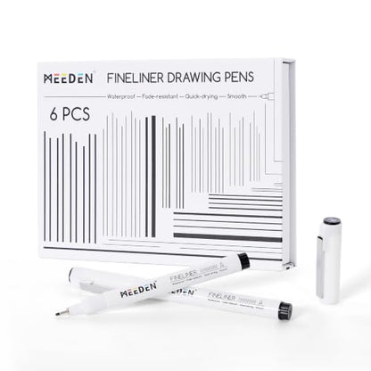 MEEDEN Micro Fineliner Drawing Pens: 1mm Needle Nib, 6 Pack, Black Ink | Waterproof archival ink for bold outlining, comic panels, lettering, manga, illustration, and strong line contrast - style: 1mm Needle Nib