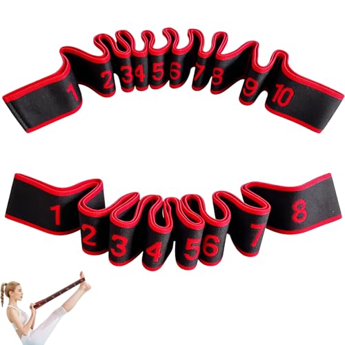 2PCS Fitness Resistance Band for Stretching and Yoga, Number Stretch Resistance Band with Clear Markings, 8-Section Elastic Training Bands for Full Body Stretching Shaping