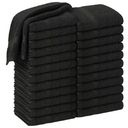 HOME ESSENTIALS Salon Towels (15 x 25 inches) 24 Pack, Black Hand Towels for Bathroom, Quick Dry Gym Towels, Spa Face Towel, Absorbent Cotton Towels for Barber, Gym, Bath, Pedicure and Home Hair Care - color: Black