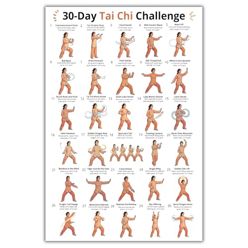 Tai Chi Walking Chart Wall Art Exercise Guide Instructional Tai Chi Poster Premium Canvas Wall Art for Home Gym Bedroom Easy-to-Follow Mindful Workout for Seniors Woman Large Fitness Instruction Print (B, 16"L x 12"W) - color: B, size: 16"L x 12"W