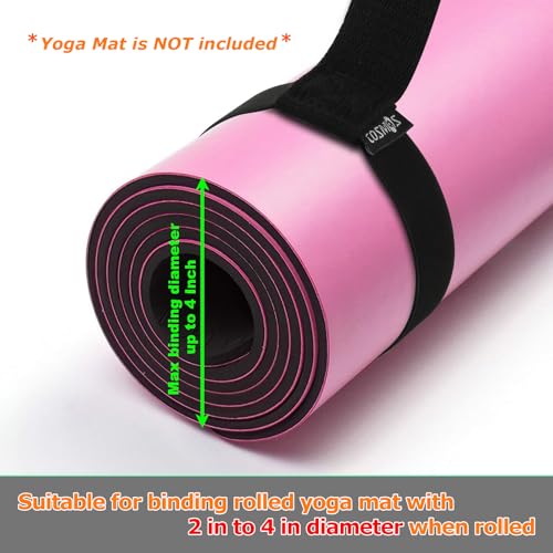 Cosmos Yoga Pilates Mat Strap - Looped Sling/Harness/Carrier Strap with Stretching Band Loops for Pilates, Exercises & Aerobics Mat Carrying - Soft & Durable Cotton, Black