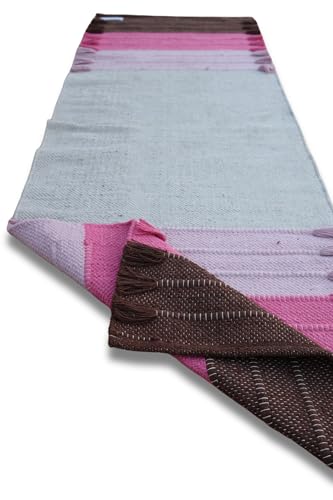 Jaipur Art & Rugs Cotton Yoga Rug - Eco-Friendly Hand-Woven Thick Mat (24”x72”x5mm) for Everyday Fitness at Home - Comfortable & Extra-Long - color: Multicolor 7