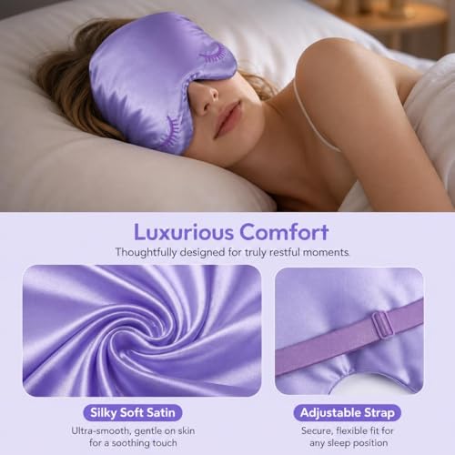 Weighted Eye Mask, Blackout Sleep Mask with Lavender Herbal Filling, Satin Eye Pillow for Migraine Relief, Meditation, Relaxation & Stress Relief for Women