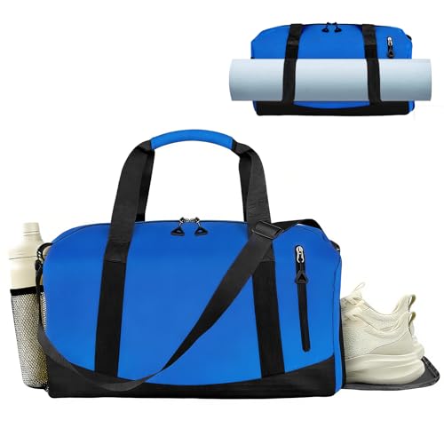Yoga Mat Bag, Gym Workout Bag with Water Bottle Pocket, Pilates Bag for Women with Wet & Dry Pocket, Yoga Bags and Carriers Fits All Your Stuff, Yoga Tote Bag for Sports Travel Office - color: Blue