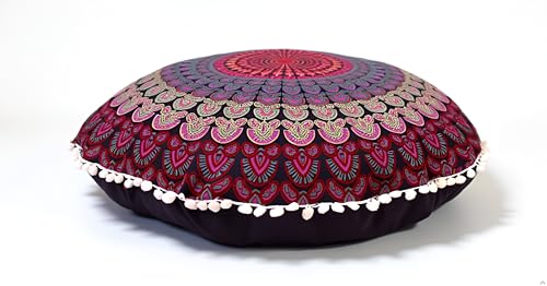 Large Round seat Floor Cushion Chair Ottoman Cover Pouf Pillow Meditation Floor Cushions for Adults Seating pouffe Ottoman Throw Covers Craft Room Furniture for Sitting Cover 22 Inches (Pink) - color: Pink