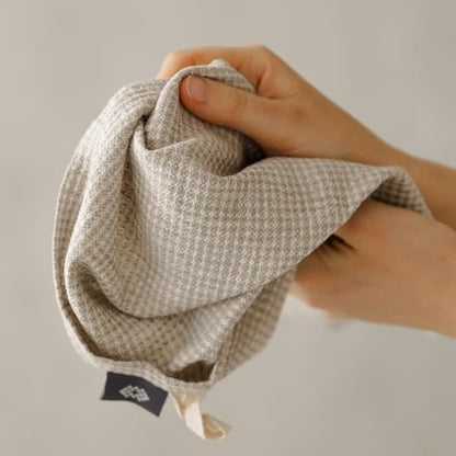 European Flax Linen Kitchen Towels Set of 2 - 16x28-inch - Waffle Weave - color: White Natural, size: Hand Towels