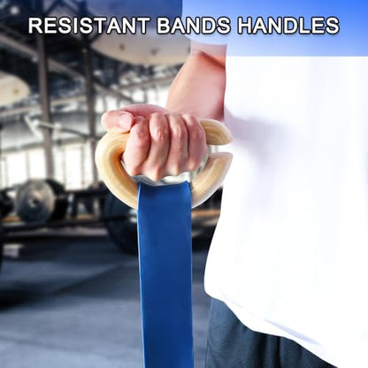Wooden Resistance Bands Handles Versatile Exercise Handles with Anti-Slip Grip Tapes for Elastic Band Workouts Home Gym Strength Training and Full-Body Workouts - color: Wooden handle
