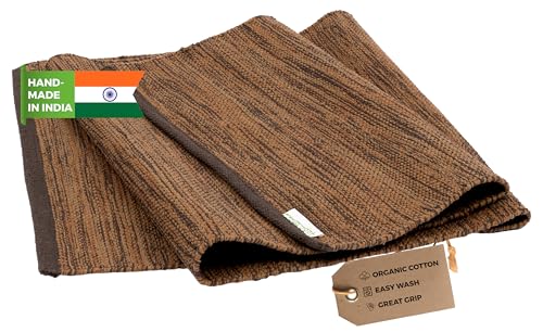 Yogasana Organic Cotton Yoga Mat - Non Slip Hand-Woven Foldable Yoga Rug Provides Excellent Comfort, Traction & Support - Travel Extra Thick Yoga Mats for Indoor & Outdoor Use - 24 x 72 Inches - color: Earth