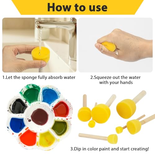 MAQIHAN 32 Round Sponge Paint Brush - Circle Foam Paint Brushes (4 Sizes) | Paint Sponges, Crafting Tools Supplies for Stencils Painting, Acrylic Painting, Dot Painting