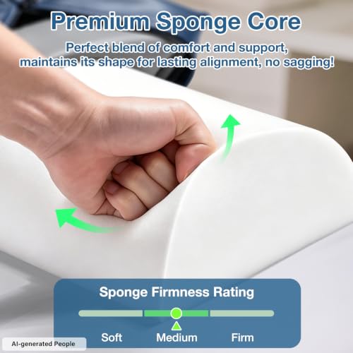 Upgraded Large Bolster for Massage Table, 24 x 8 x 4 in Massage Bolsters | PU Leather Half Round Bolster for Under Legs, Neck, Ankles Pain Relief, Under Knee Pillow, Half Bolster Pillow for Spa / Home - color: Large Blue - 24x8x4 in - Pu Leather