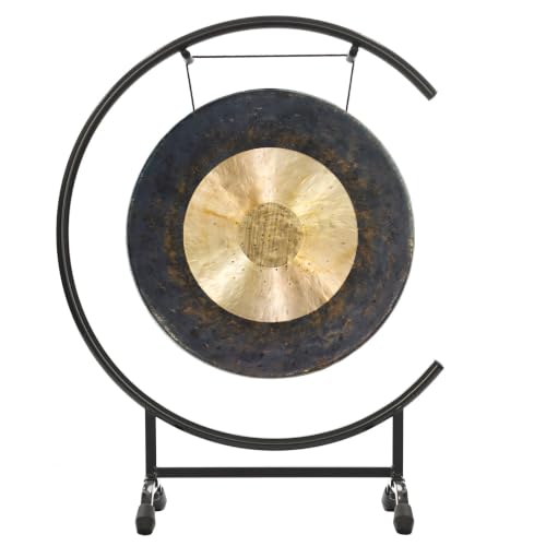 16" Chinese Gongs on High C Stand - Includes Gong, Mallet & Gong Stand/Easy to Assemble Metal Stand/Great for Small Spaces - size: 16" Dark Star Gong