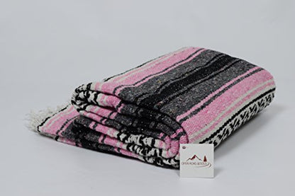 Open Road Goods Pink Mexican Blanket - Authentic Serape Falsa Blanket - Handmade - color: Pink