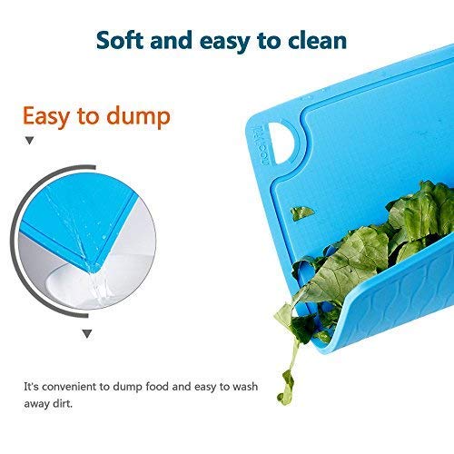 Liflicon Extra Large Thick Silicone Cutting Boards for Kitchen 14.6'' x 10.43'' Flexible Cutting Chopping Boards/Mats Non-slip Deep Drip Juice Groove, Dishwasher Safe-Blue - color: Blue, size: 14.6"L x 10.4"W