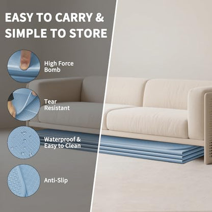 Foldable Yoga Mat Extra Large (74.0" x 47.2" x 0.4") | Double-Sided Non-Slip,Extra Wide Foldable Design,10mm Extra Thick ,Exercise Mat for Gym, Studio, Travel, Home Use - color: Blue Gray
