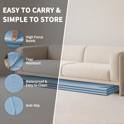 Foldable Yoga Mat Extra Large (74.0" x 47.2" x 0.4") | Double-Sided Non-Slip,Extra Wide Foldable Design,10mm Extra Thick ,Exercise Mat for Gym, Studio, Travel, Home Use - color: Blue Gray