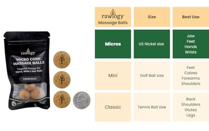 Travel Cork Massage Ball | Lightweight, Sustainable Alternative to Lacrosse Ball for Muscle Pain Relief (Extra Small 0.75 Inch (Pack of 3), Sanded Cork) - size: Extra Small 0.75 Inch (Pack of 3)