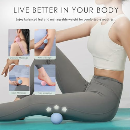 Silicone Lacrosse Balls for Yoga and Myofascial Release - Deep Tissue Massage,Trigger Point Therapy and Foot Plantar Fasciitis,Muscle Knots,Relieving Muscle Pain,Muscle Soreness Balls - style: Smooth Ball Set