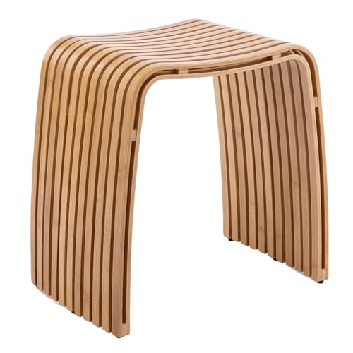 Bamboo Shower Bench, Waterproof Non-Slip Bath Stool,Sturdy Stable - color: Color No., size: Set of 1