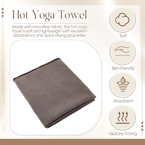 Hahafelt 3 Pack Hot Yoga Towel Non Slip 72" x 26" Extra Large Microfiber Yoga Mat Towel with Grip Dot Absorbent Sweat Anti-Slip Mat Cover for Pilates Fitness(Beige Dark Gray Coffee) - color: Beige Dark Gray Coffee