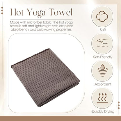Hahafelt 3 Pack Hot Yoga Towel Non Slip 72" x 26" Extra Large Microfiber Yoga Mat Towel with Grip Dot Absorbent Sweat Anti-Slip Mat Cover for Pilates Fitness(Beige Dark Gray Coffee) - color: Beige Dark Gray Coffee