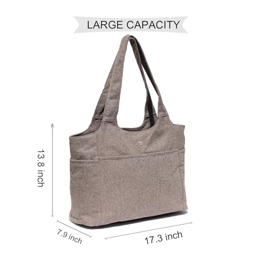 ESVAN Yoga Tote Bag Mat bag Women Shoulder Bags Carryall Tote for Travel Office Workout Gym Nurse Beach - color: Linen Gray